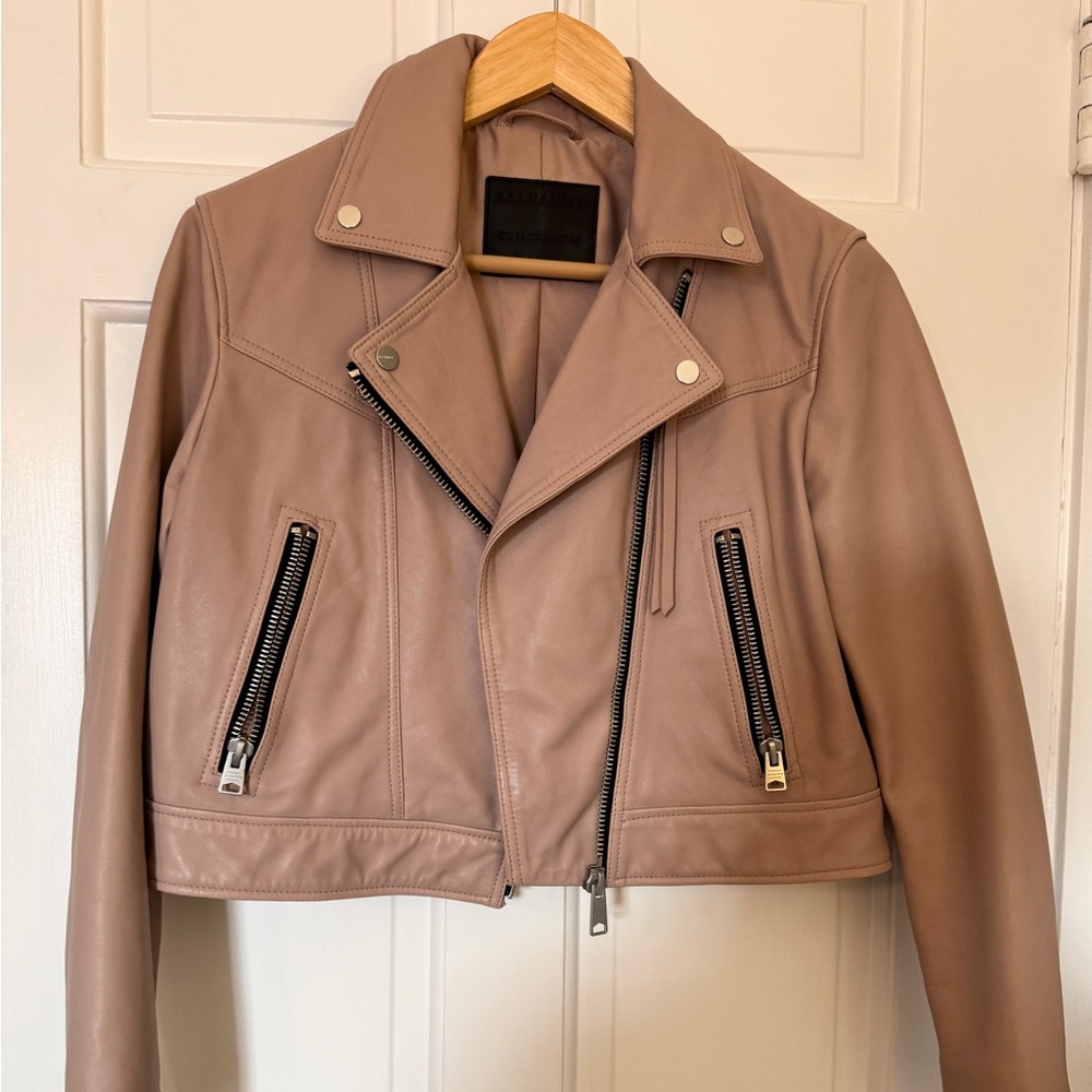 All Saints - Rift Leather Biker Jacket Size 10 - Picture 3 of 7